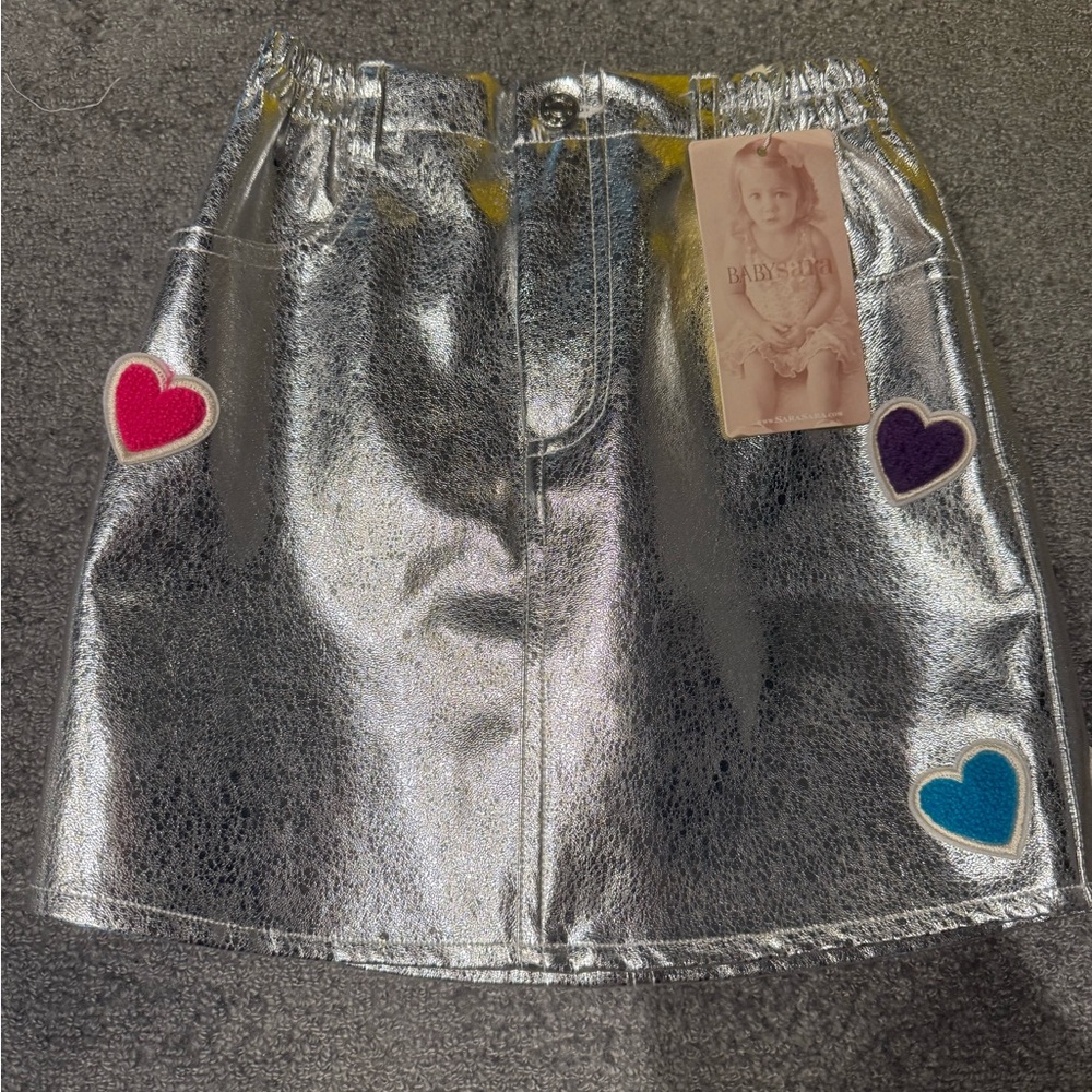Silver Kids Skirt with Heart Accents